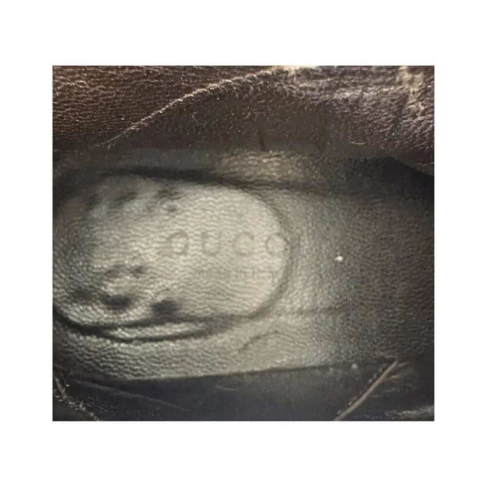 Gucci Boots GG Logo Monogram Supreme Chocolate Brown Leather Ankle Booties EU 37